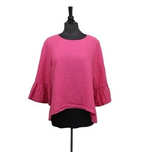 Bryan Walker linen ruffle sleeve top